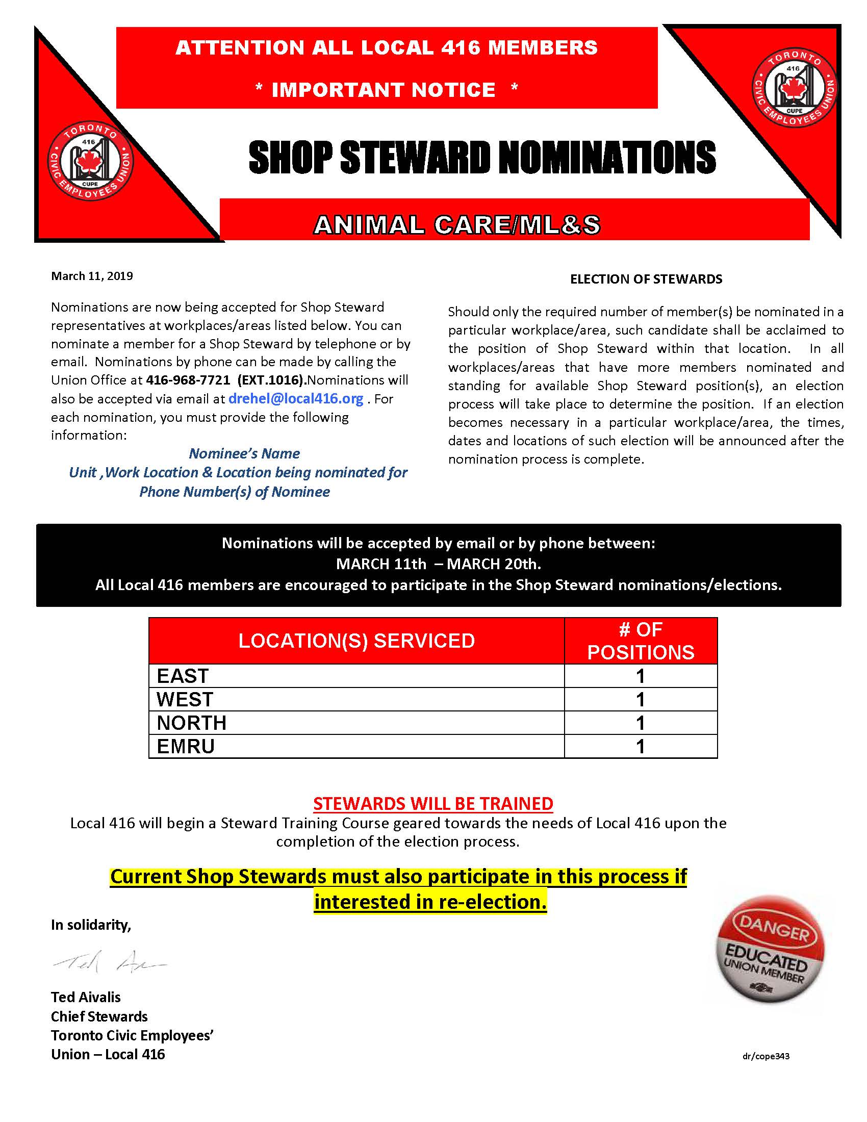 ANIMAL SS NOMINATIONS 2019